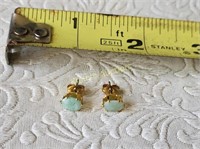 jade earrings oval cut in gold tone settings