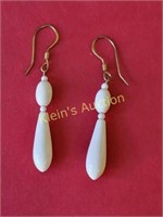 vtg carved bone earrings 2" drop beauty!