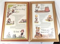 (2) Framed "What is a Boy" & "What is a Girl" Wall