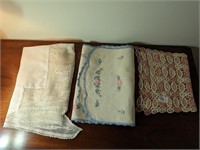 3 Dresser Scarves, 1 Embroidered