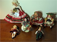 6 Vintage Dolls from Around the World
