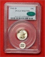 1941 D Mercury Silver Dime PCGS MS67FB - CAC