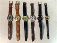 6 Watches W/ Elephants, Butterfly, Pegasus, Cards