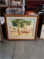 Signed stagecoach painting