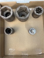 Assorted 1in Driver Sockets & 1in to 3/4in Adapter
