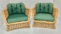 Pr. Natural wicker arm chairs, Y.M. Jack & Co. -