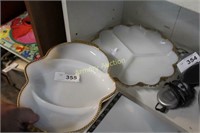 MILK GLASS DIVIDED PLATES