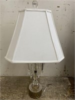 VINTAGE LEVITON CRYSTAL AND METAL TABLE LAMP WITH