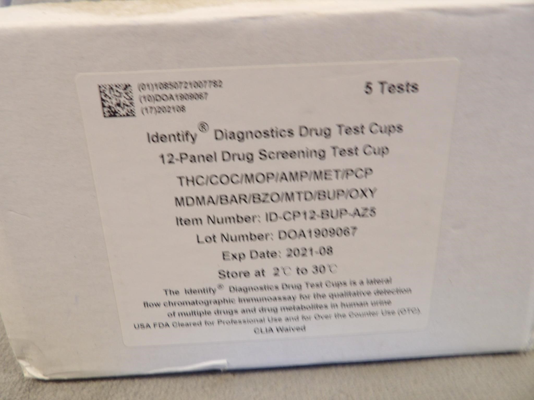 Five Identify Diagnostic Drug Test Cups