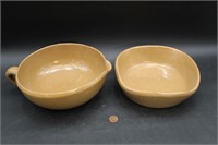 Pair Artist Signed "BB" Studio Art Pottery Bowls