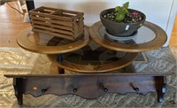 Wood & glass coffee table with swiveling top,