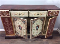 PAINTED CABINET WITH CUPID SCENE ON FRONT