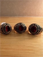 US Army Rings Gold Plated w/Red Stone