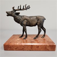 Small Bronze Bull Elk Sculpture