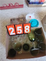 Box of Green Stemware / Glasses