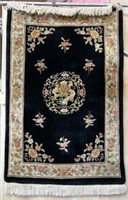 4' x 6' Black & Gold Chinese Sculptured Rug.