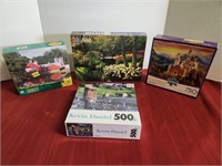 (3) 500pc Puzzles, (1) 750pc Puzzle - Opened