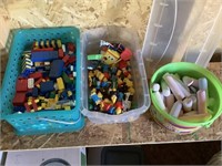 LEGOs, The Simpsons figures, chalk