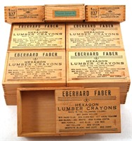 EBERHARD FABER LUMBER CRAYONS WOODEN BOXES - LOT O
