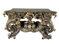 MONUMENTAL HEAVY CARVED ITALIAN CONSOLE TABLE