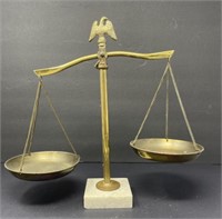 Brass Balance Scale with Marble Base