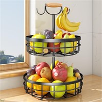 SAYZH 2-Tier Fruit Basket with Hanger (Black)