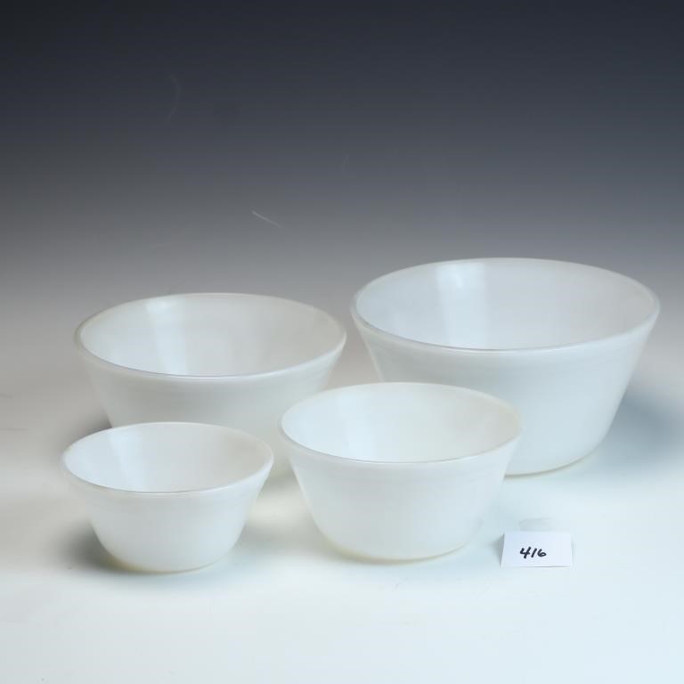 Vintage Federal Glass white glass mixing bowls