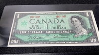 Uncirculated 1967 Centennial 1 Dollar Bill