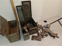 Ammo cans,empty brass, vintage foot traps & more
