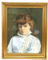 19th CENTURY DANISH PORTRIAT OF YOUNG LADY PASTEL