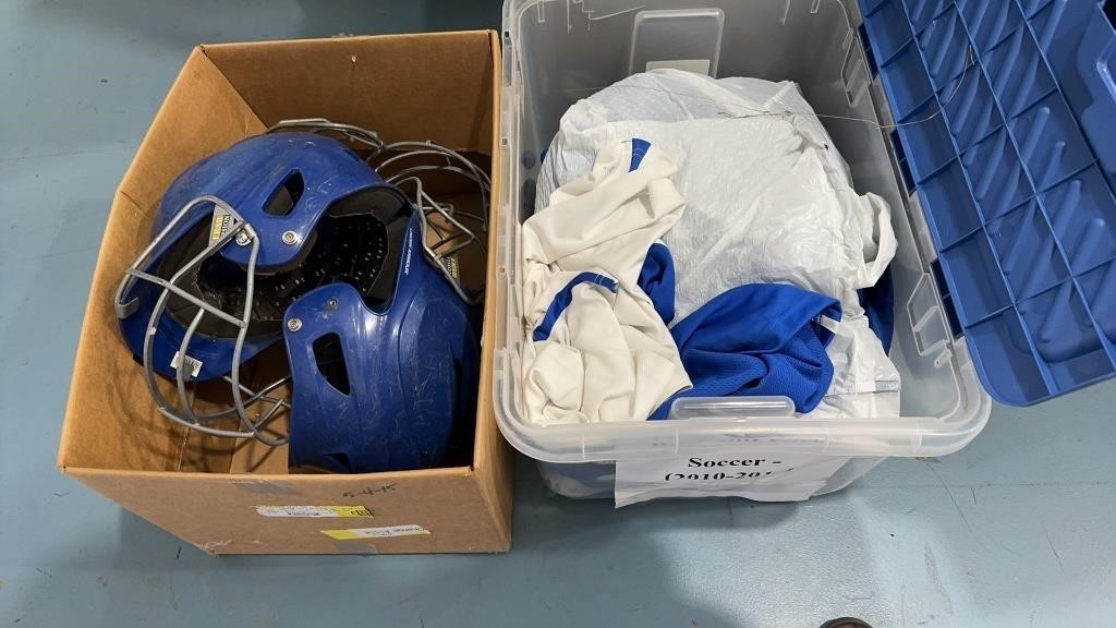 Windber football gear with two helmets
