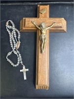 Vintage wood sick call/last rites crucifix