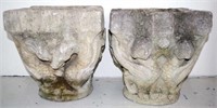 Pair moulded cement decorative garden pots