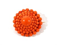 Gold & Coral Round Pin