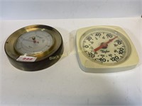 Brass barometer and Taylor thermometer