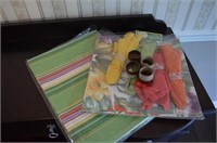 Selection of spring / summer linens & napkin rings