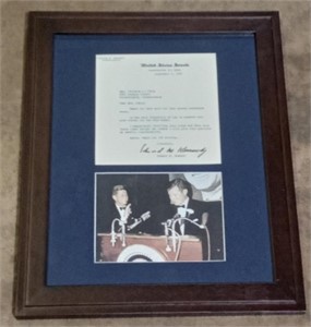 (J) Edward  Kennedy signed letter with picture (