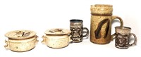 Stoneware Lidded Soup Bowls, Pitcher & Cups