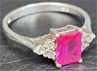 925 Silver Ring with Pink Stone