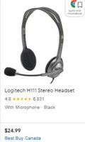 Logitech H111 Wired Headset, Stereo Headphones