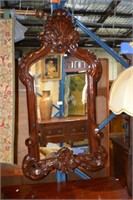 Well carved mahogany hall mirror,