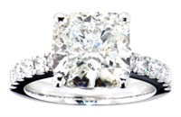 14k Gold 5.90 ct. Cushion Cut Lab Diamond Ring