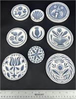 9 Vintage Pa Hand Crafted Buttermolds Old