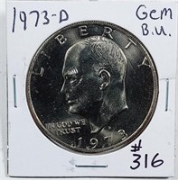 1973-D  Eisenhower Dollar   Gem BU
