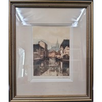 Signed Louis Dauphin (1885-1926) Watercolor Painti
