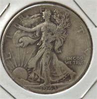Silver 1943 walking liberty half dollar