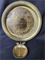 Vintage Bronze Serving Tray & Apple Catch Dish