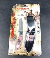 Crush lady hunter fixed bladed knife w/ leather sh