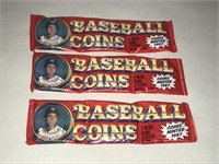 1987 Baseball Coins Pack LOT of 3 Sealed