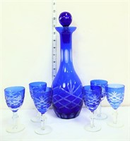 7 piece blue bohemian wine set
